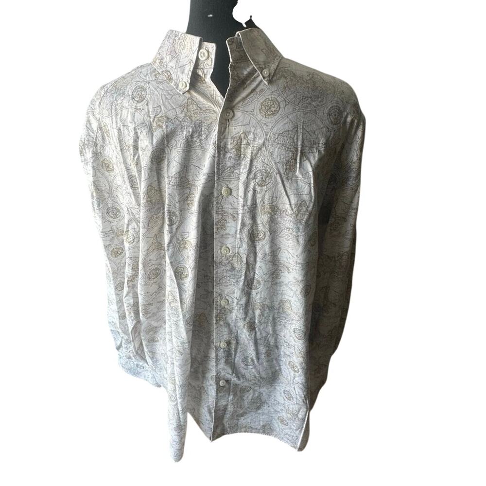 Daniel Cremieux Vintage Map Print Button-Down Shirt Men’s XL